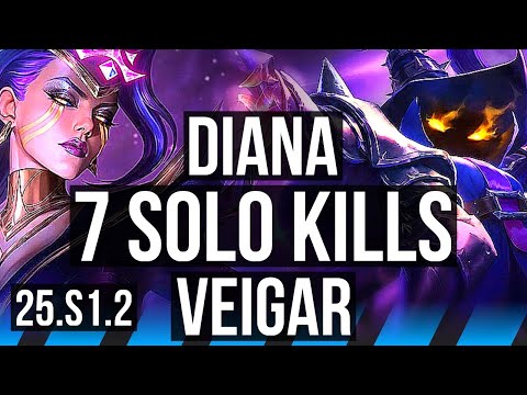 DIANA vs VEIGAR (MID) | 10/1/2, 7 solo kills | NA Grandmaster | 25.S1.2