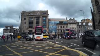 Driving Down Lothian Road And Princes Street Edinburgh Scotland