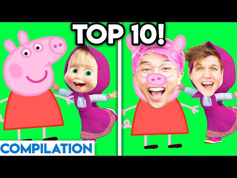 MOVIES & TV SHOWS WITH ZERO BUDGET! (Peppy Piggy, Masha & The Bear, TOP 10 LANKYBOX COMPILATION)