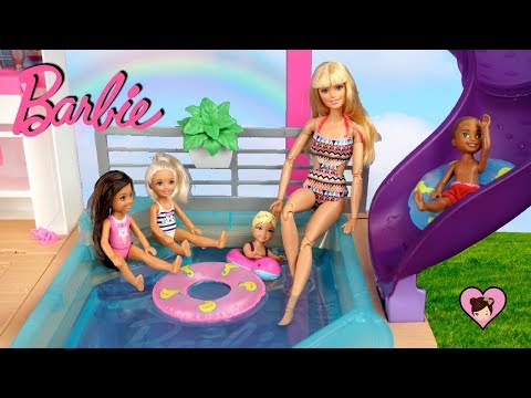 NEW Barbie Dreamhouse Adventures Morning Routine with Pool Party!