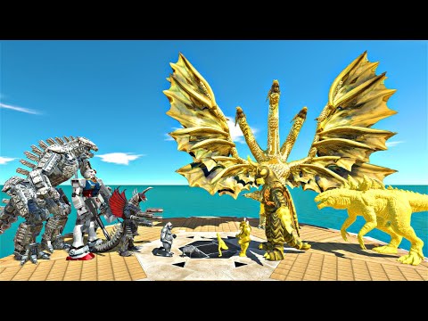 Gold & Silver War | Ghidorah vs Mechagodzilla - Animal Revolt Battle Simulator