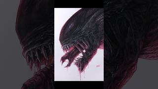 Draw Xenomorph (Alien Romulus)🩸#alienromulus #alien #xenomorph #drawing #artwork #shorts