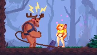 Cute furry mouse girl against the forest creatures Game Over - Scarlett
