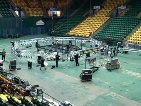 Setting up lights and Cage for UWC 8 Judgement Day