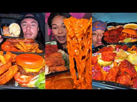TIKTOK Mukbang Compilation | Burger King, Wingstop, Buldak, Dave's Hot Chicken & More!