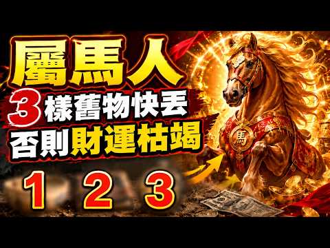 預警！屬馬人家裡千萬別留這3樣舊物！再不扔掉，下半年的財運將徹底枯竭！#生肖馬 #生肖馬財運 #居家風水 #下半年運勢 #風水禁忌 #招財 #轉運 #生肖馬2026運勢 #破財 #2026屬馬運勢