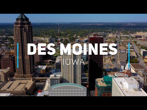 Des Moines, Capital city of Iowa | 4K drone video