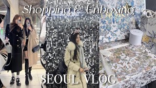 seoul vlog) Dior shopping & unboxing🎀 oblique vs cannage scarfㅣmax mara teddy coat🐻 back to chicago🤍