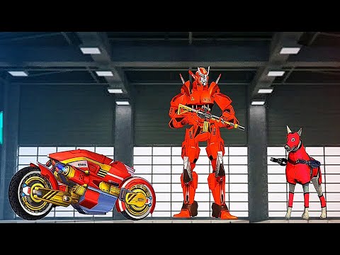 Dog Robot Transform Flying Motorcycle Robot War 2022: Red Robot Battle | Android iOS Gameplay