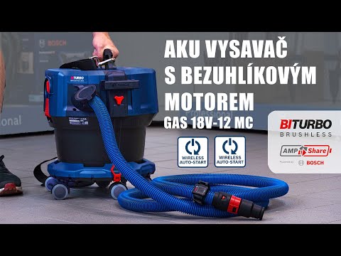 Aku vysavač Bosch GAS 18V-12 MC s brushless BiTurbo motorem a automatickým Bluetooth startem