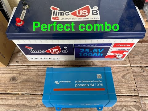 Victron 24/375 phoenix pure sine wave inverter TimeUsb 25.6V 100Ah LiFePO4 battery great combination