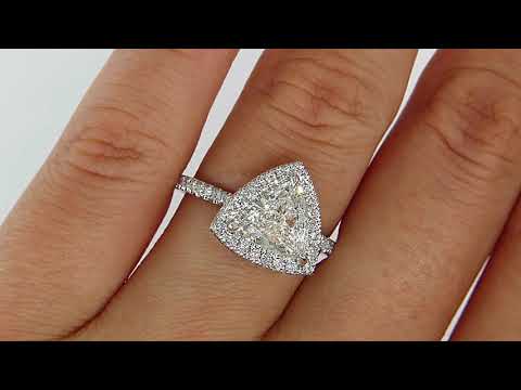 GIA 2.04ctw Trillion Diamond Engagement Double Edge Halo Pave Ring