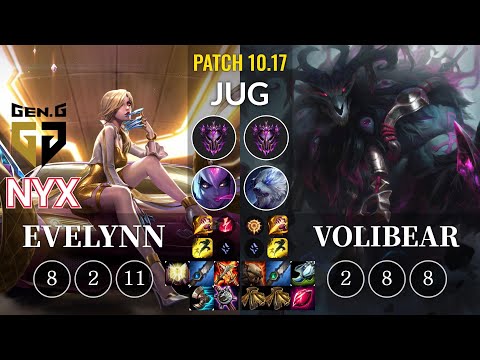 GEN Nyx Evelynn vs Volibear Jungle - KR Patch 10.17