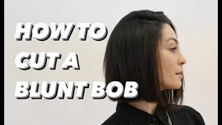 how to cut a blunt bob haircut with invisible layers, by Jacob Khan.