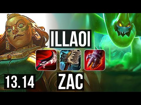 ILLAOI vs ZAC (TOP) | 3.3M mastery, Rank 5 Illaoi, 6 solo kills, 300+ games | NA Master | 13.14