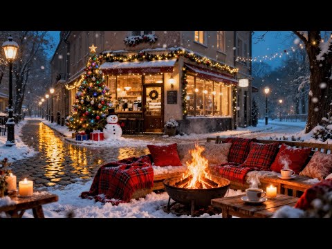 Gently & Exquisite Christmas Blues Music for Relax 🎄 Cozy Coffee Shop Ambience & Fireplace Sounds