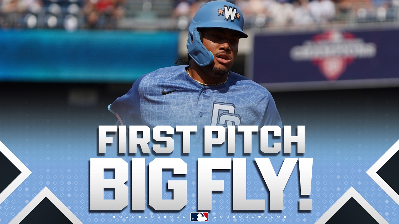 James Wood CRUSHES the 1st pitch he sees for a leadoff home run 😱😤 (9th leadoff HR leads all MLB!)