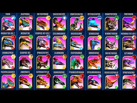 ALL MODS ALL HYBRIDS MAX LEVEL 40 BATTLE MODDED CENOZOIC VS LAND | JURASSIC WORLD THE GAME