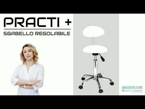 Practi + sgabello con schienale bianco regolabile