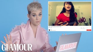 Katy Perry Watches Fan Covers On YouTube | Glamour