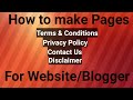 How to Create Terms and conditions,Disaimer,Privacy Policy,Contact Us Pages in blogger/ Website How to Create Terms and conditions,Disaimer,Privacy Policy,Contact Us Pages in blogger/ Website
