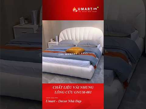 GIƯỜNG BỌC VẢI NHUNG LÔNG CỪU GNUM-001