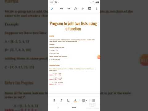 Python Program To Add Two Lists Using A Function