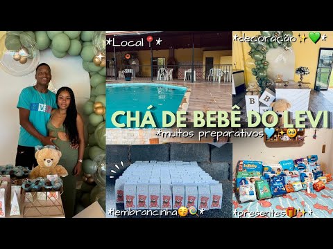 VLOG-CHÁ DE BEBÊ DO LEVI!💚🍼 | preparativos,decoração,correria,doces,família✨🏠