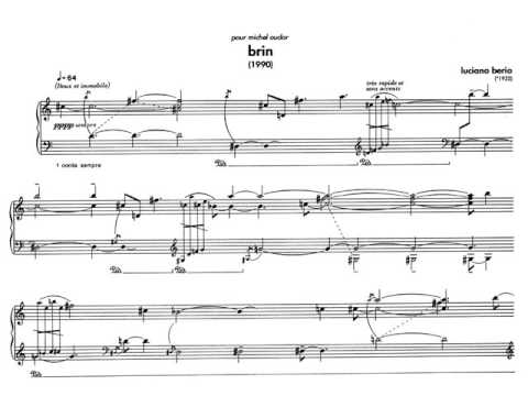 Luciano Berio 6 encores for piano 1- Brin. Partitura. Audición.