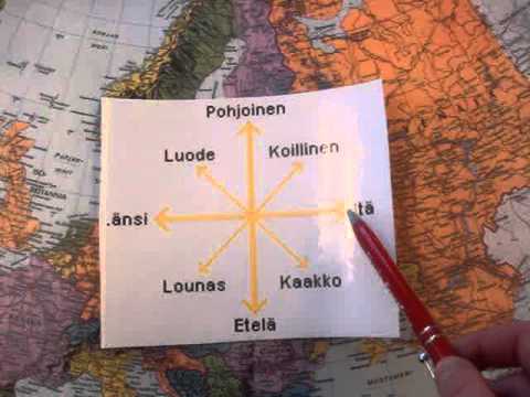 Pohjoinen, etelä, itä, länsi, lounas , luode, koillinen, kaakko