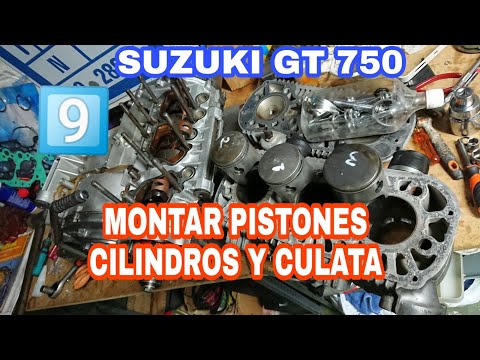 9️⃣ Montar PISTONES, CILINDROS y CULATA 🛠️ SUZUKI GT 750