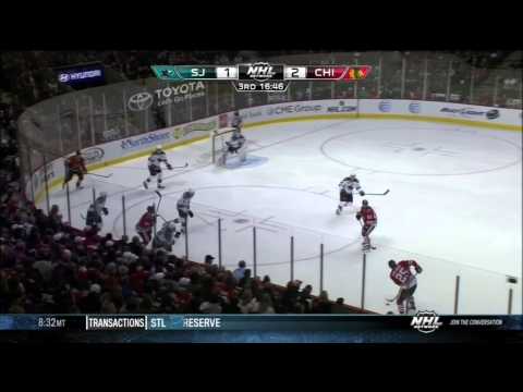 Brandon Saad SHG 2-1 Feb 22 2013 SJ Sharks vs Chicago Blackhawks NHL Hockey goal