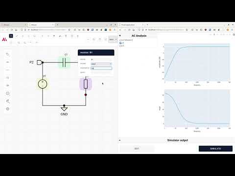 Drawing and simulating a simple RC filter in Mosaic