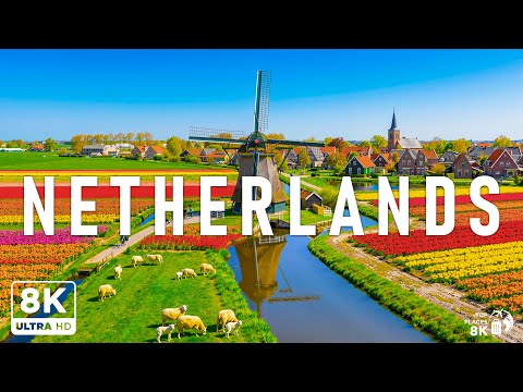 Холандија 8K | Бајковита земља ветрењача, шарених тулипана и мирних канала