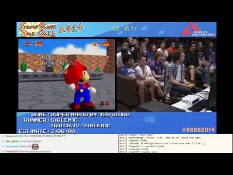 SGDQ 2014: Super Mario 64 Speed Run by Siglemic with Chat reactions