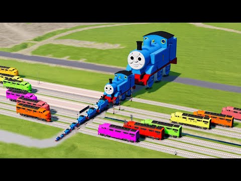 Big & Small Thomas the Tank Vs Trains Rail Tracks Crossover - BeamNG.Drive