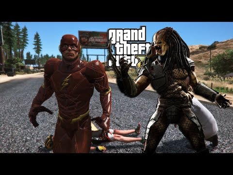 THE FLASH VS PREDATOR, EPIC THROW DOWN!! (GTA 5 PC MODS)
