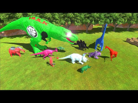 ESCAPE FROM HULK T REX DEATH RUN - Animal Revolt Battle Simulator