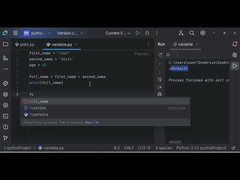 Beginner Python Tutorial 7 –variable Concatenation