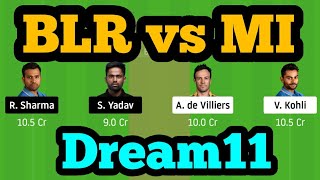 BLR vs MI Dream11| BLR vs MI | BLR vs MI Dream11 Team|RCB vs MI Dream11|