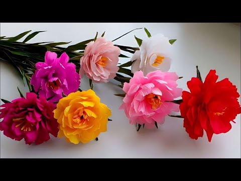 How To Make Moss Rose Flower From Crepe Paper / Paper Flower