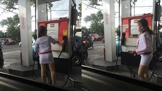 Di SPBU Ini Pelanggan Dilayani Wanita Cantik Berbusana Rok Mini