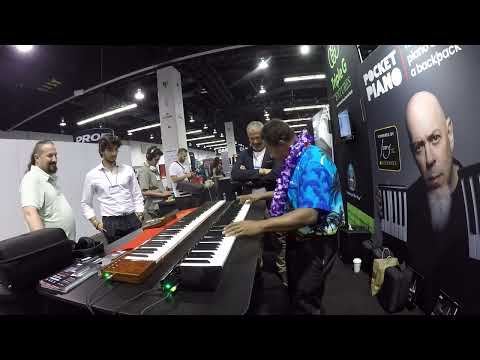 Kris Nicholson Test Driving The my Pocket Piano At NAMM 2022 Best Travel Piano I Played