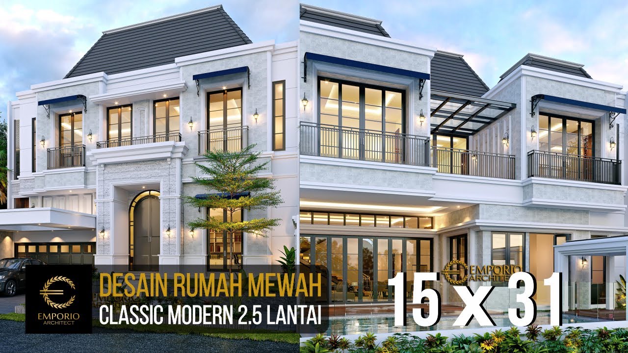 Video 3D Desain Rumah Klasik Modern 2.5 Lantai Bapak Andry Sinaga - Jakarta