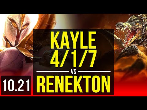 KAYLE vs RENEKTON (TOP) | 4/1/7, 1000+ games, 1.2M mastery | KR Diamond | v10.21