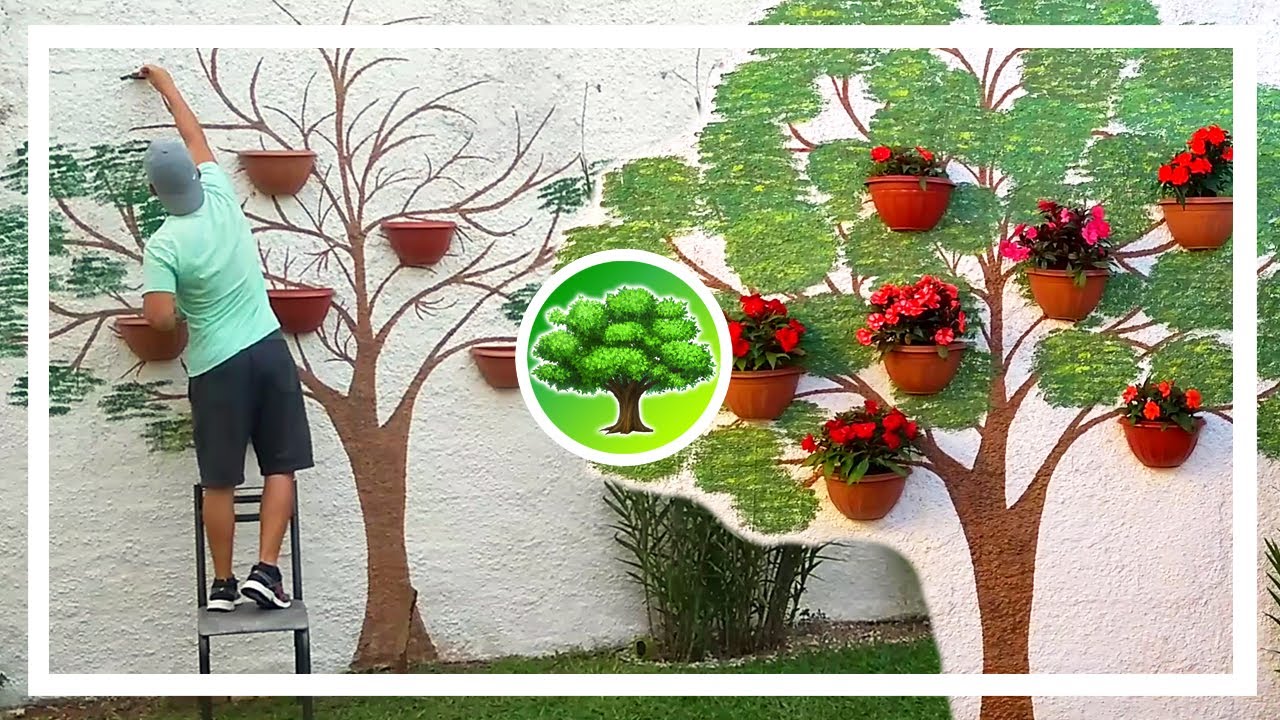 DIY - ÁRVORE DE PAREDE NO QUINTAL / TREE WALL PAINTING