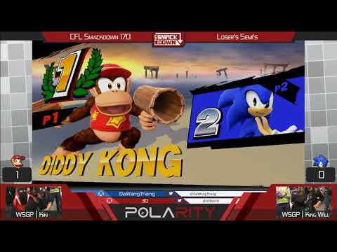 CFL Smackdown 170 WiiU - WSGP | Kiki (Diddy Kong) vs WSGP | King Will (Sonic) - Losers Semis