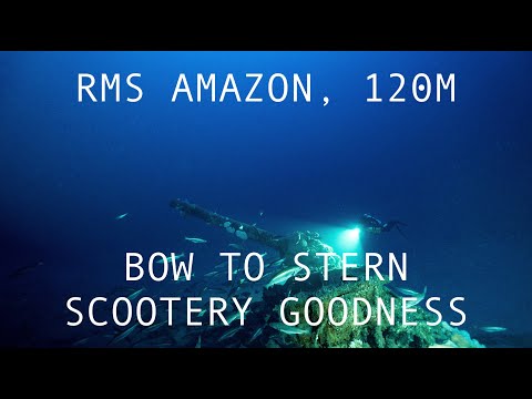 Scootering a 120m deep first world war wreck an absolute classic Malin Head dive - RMS Amazon