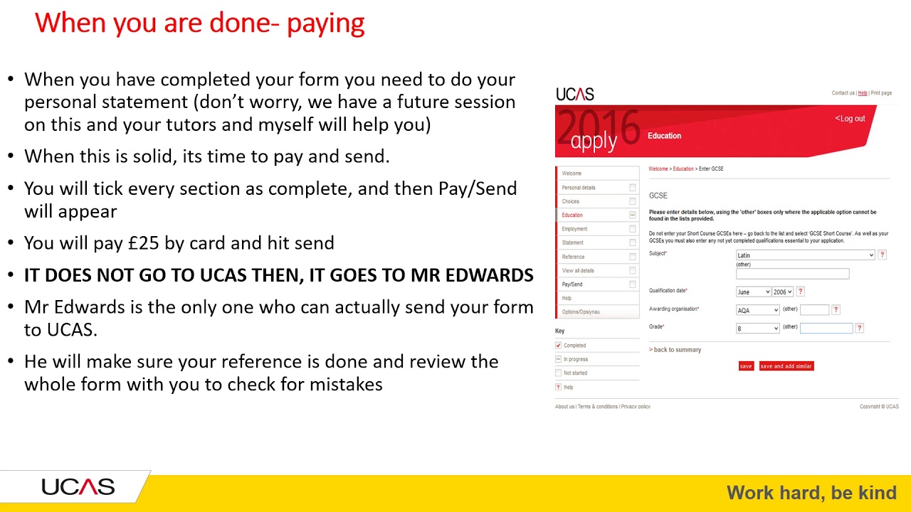 Year 12 UCAS Session 3: The basics of the UCAS application process