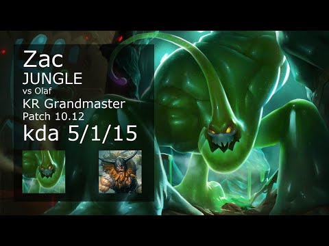 Zac vs Olaf Jungle - KR Grandmaster 5/1/15 Patch 10.12 Gameplay // [롤] 자크 vs 올라프 정글